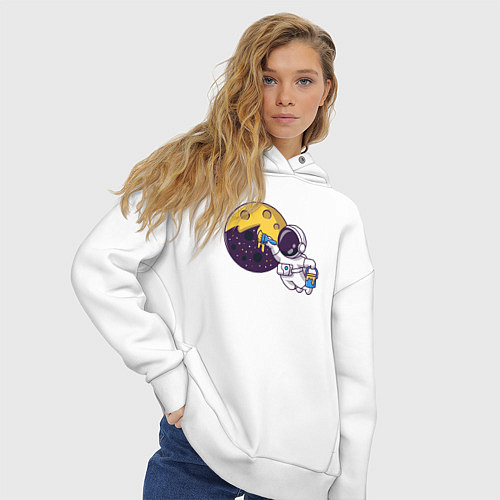 Женское худи оверсайз Сырная луна / Белый – фото 3