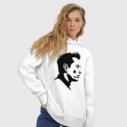 Толстовка оверсайз женская Илон Маск в профиль, цвет: белый — фото 2