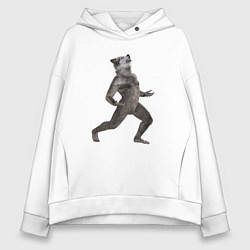 Толстовка оверсайз женская Оборотень воет, цвет: белый