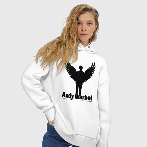 Женское худи оверсайз Крылатый Энди Уорхол / Белый – фото 3
