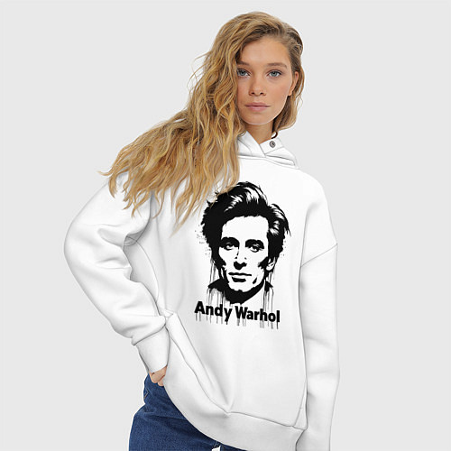 Женское худи оверсайз Молодой Энди Уорхол / Белый – фото 3