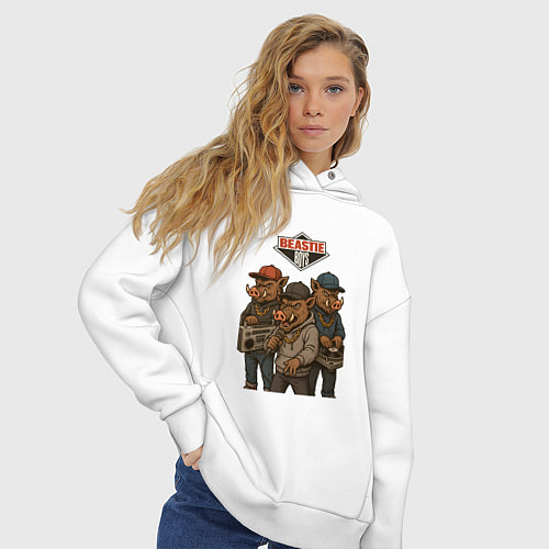 Женское худи оверсайз Beastie boys / Белый – фото 3