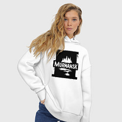 Толстовка оверсайз женская Мурманск в стрит-арт стиле, цвет: белый — фото 2