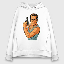 Толстовка оверсайз женская Брюс Уиллис, цвет: белый