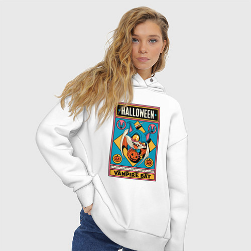 Женское худи оверсайз Halloween vampire bat / Белый – фото 3