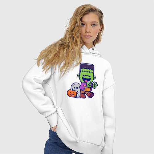Женское худи оверсайз Милый Франкенштейн / Белый – фото 3