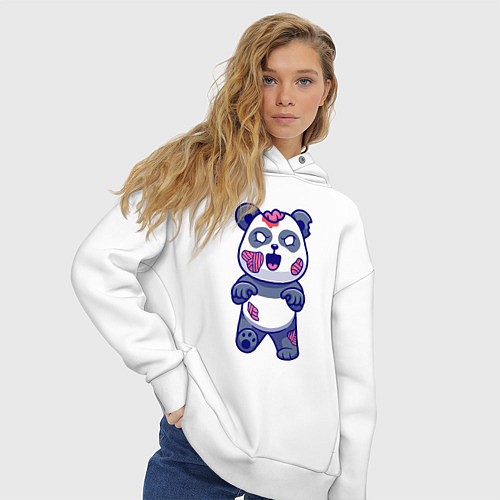 Женское худи оверсайз Зомби панда / Белый – фото 3