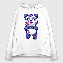 Толстовка оверсайз женская Зомби панда, цвет: белый