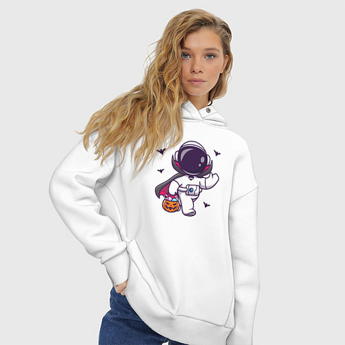 Женское худи оверсайз Космонавт с конфетками / Белый – фото 3