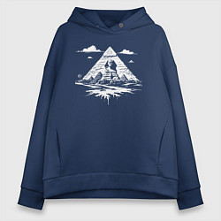 Толстовка оверсайз женская Тайна пирамид и Сфинкса, цвет: тёмно-синий