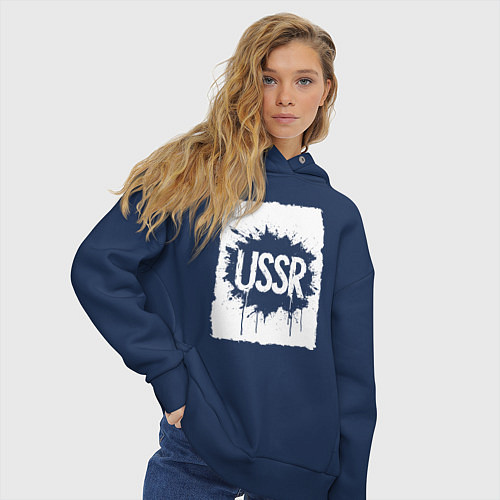 Женское худи оверсайз СССР в стиле граффити / Тёмно-синий – фото 3