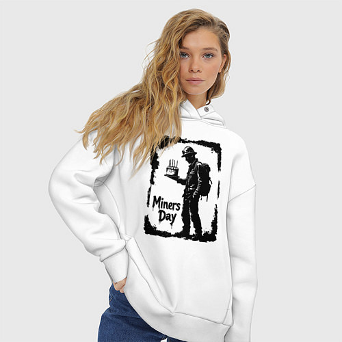 Женское худи оверсайз Шахтерский праздник / Белый – фото 3