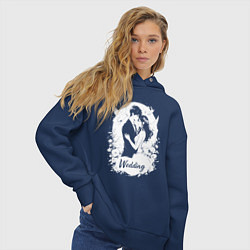 Толстовка оверсайз женская Свадьба в стиле аниме, цвет: тёмно-синий — фото 2