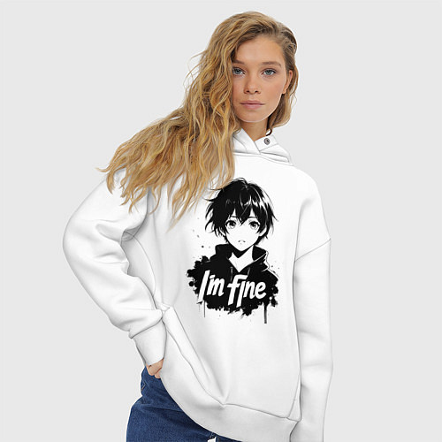 Женское худи оверсайз Я в порядке аниме / Белый – фото 3