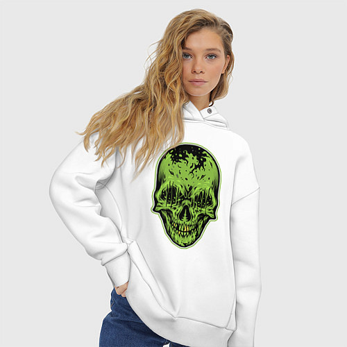 Женское худи оверсайз Green skeletor / Белый – фото 3