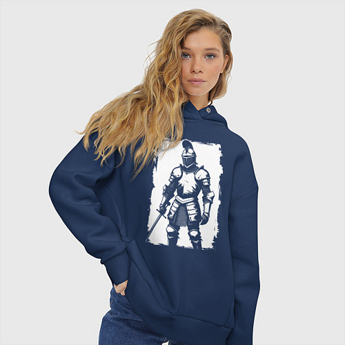 Женское худи оверсайз Рыцарь с мечом / Тёмно-синий – фото 3