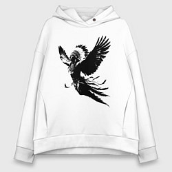 Толстовка оверсайз женская Дух индейца с крыльями, цвет: белый