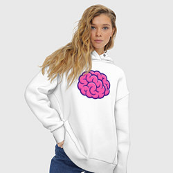 Толстовка оверсайз женская Розовый мозг, цвет: белый — фото 2