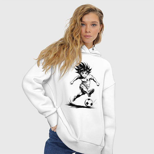 Женское худи оверсайз Футбольная атака аниме / Белый – фото 3
