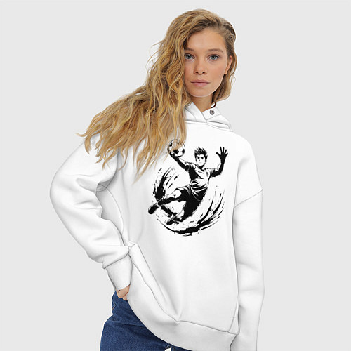 Женское худи оверсайз Вратарь ловит мяч / Белый – фото 3