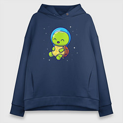 Толстовка оверсайз женская Черепашка в космосе, цвет: тёмно-синий