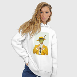 Толстовка оверсайз женская Маска - Джим Керри, цвет: белый — фото 2