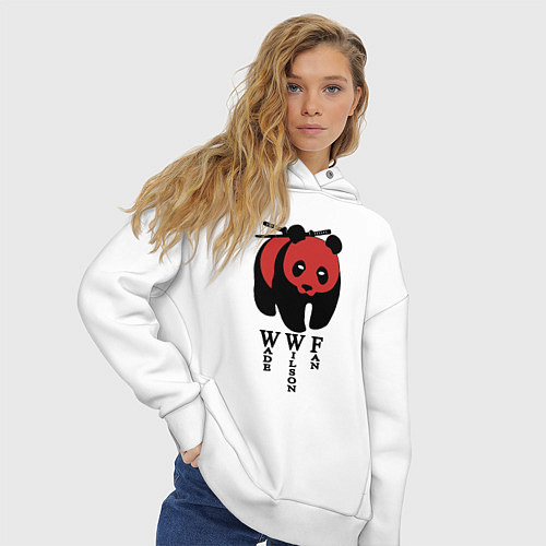 Женское худи оверсайз Фанат Дэдпула / Белый – фото 3