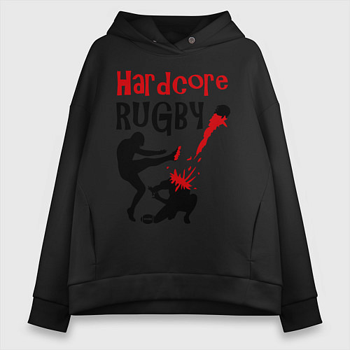 Женское худи оверсайз Hardcore Rugby / Черный – фото 1