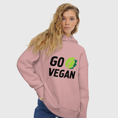 Женское худи оверсайз Go vegan / Пыльно-розовый – фото 3