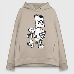 Толстовка оверсайз женская Bart Simpsons Zombie, цвет: миндальный