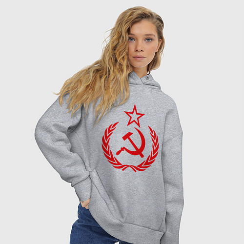 Женское худи оверсайз СССР герб / Меланж – фото 3