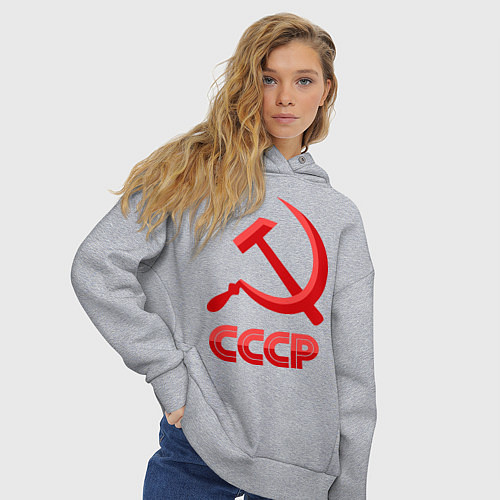 Женское худи оверсайз СССР Логотип / Меланж – фото 3