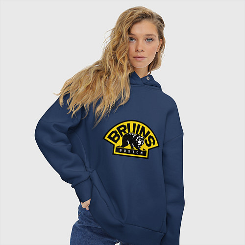 Женское худи оверсайз HC Boston Bruins Label / Тёмно-синий – фото 3