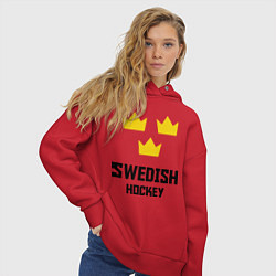 Толстовка оверсайз женская Swedish Hockey, цвет: красный — фото 2