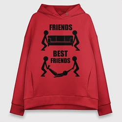 Толстовка оверсайз женская Best friends, цвет: красный