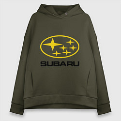 Толстовка оверсайз женская Subaru Logo, цвет: хаки