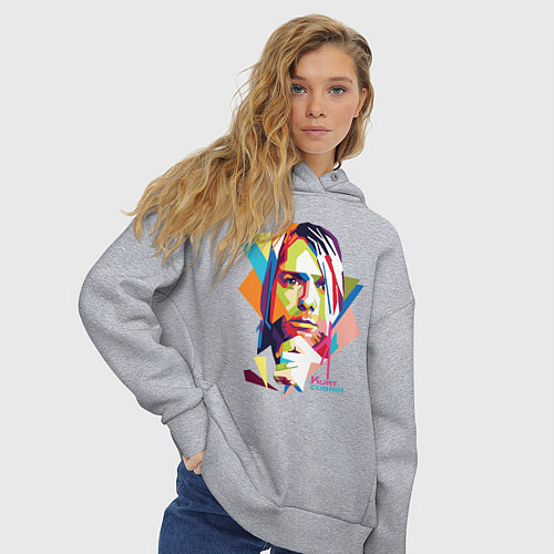 Женское худи оверсайз Kurt Cobain: Colors / Меланж – фото 3