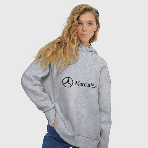 Женское худи оверсайз Mercedes Logo / Меланж – фото 3