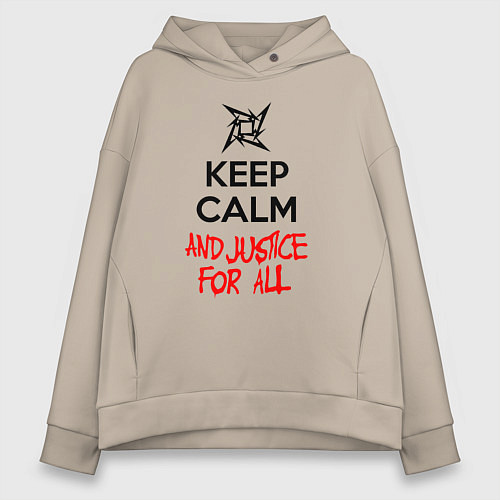 Женское худи оверсайз Keep Calm & Justice For All / Миндальный – фото 1