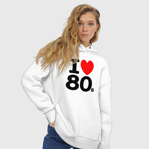 Женское худи оверсайз I Love 80s / Белый – фото 3