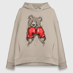 Толстовка оверсайз женская Bear Boxing, цвет: миндальный