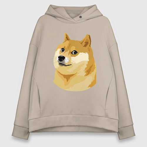 Женское худи оверсайз Doge / Миндальный – фото 1