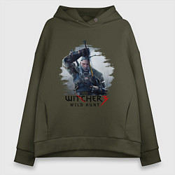 Толстовка оверсайз женская The Witcher 3, цвет: хаки