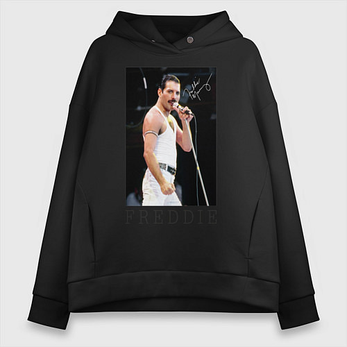 Женское худи оверсайз Queen: Freddie / Черный – фото 1