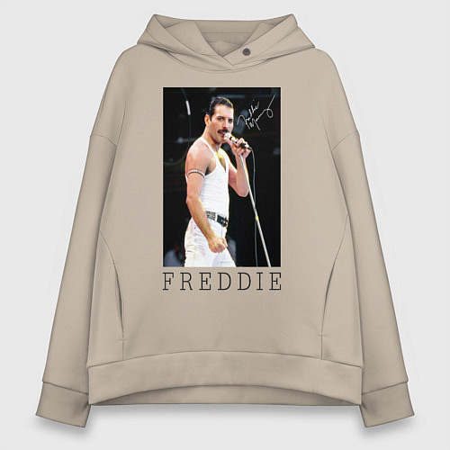 Женское худи оверсайз Queen: Freddie / Миндальный – фото 1