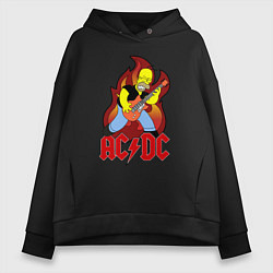 Толстовка оверсайз женская AC/DC Homer, цвет: черный