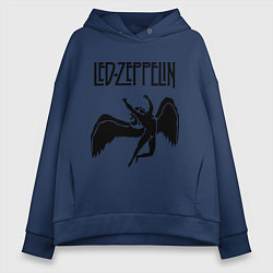 Толстовка оверсайз женская Led Zeppelin Swan, цвет: тёмно-синий