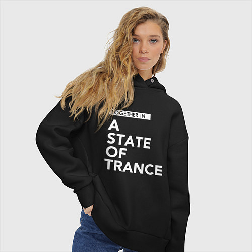 Женское худи оверсайз Together in A State of Trance / Черный – фото 3