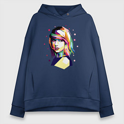 Толстовка оверсайз женская Taylor Swift Art, цвет: тёмно-синий
