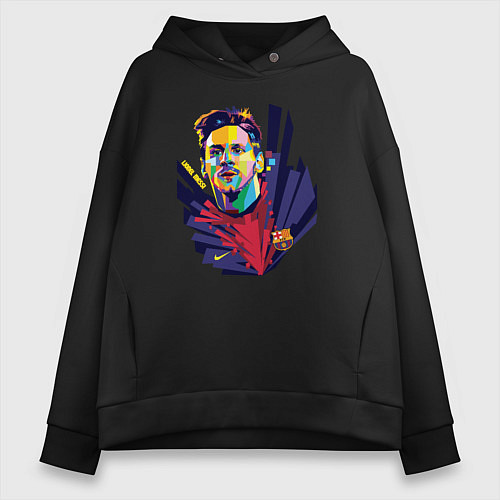 Женское худи оверсайз Messi Art / Черный – фото 1